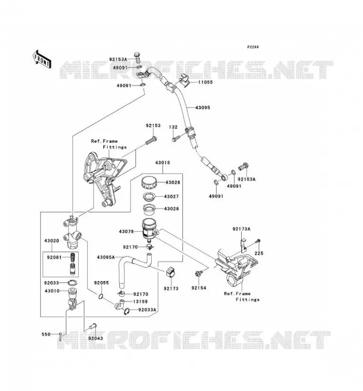 MAITRE CYLINDRE ARRI&Egrave;RE Kawasaki MOTOS 1000 2012 Z1000  ZR1000DCF