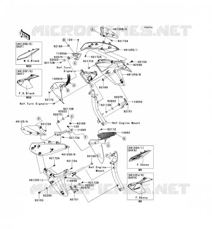 CARENAGE(CENTRALE) Kawasaki MOTOS 1000 2012 Z1000  ZR1000DCFA