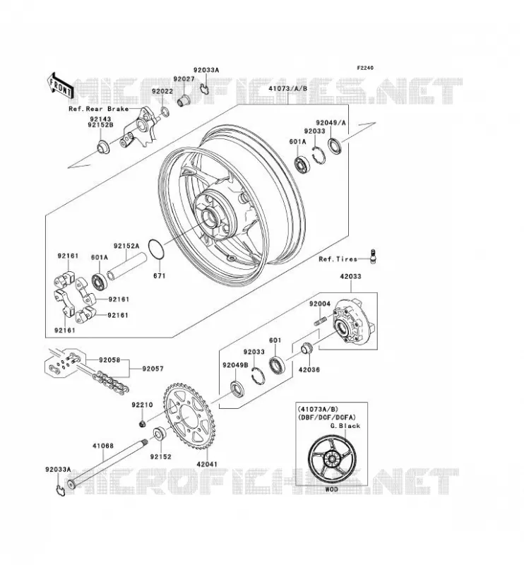 MOYEU ARRIERE Kawasaki MOTOS 1000 2012 Z1000  ZR1000DCFA
