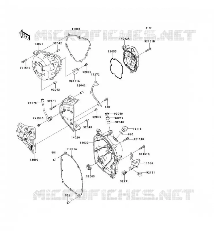 COUVERCLES MOTEUR Kawasaki MOTOS 1000 2013 Z1000  ZR1000DDF