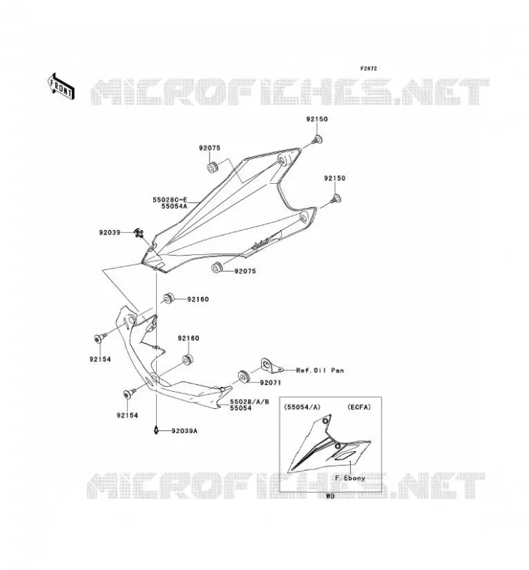 CARENAGE INFERIEUR Kawasaki MOTOS 1000 2012 Z1000 ABS  ZR1000ECF