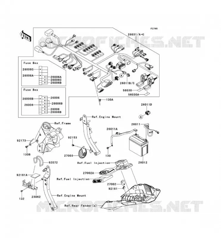 CHASSIS EQUIPMENT ELECTRIQUE Kawasaki MOTOS 1000 2012 Z1000 ABS  ZR1000ECF