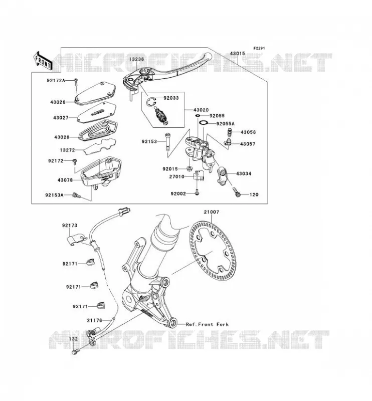 MAITRE CYLINDRE AV Kawasaki MOTOS 1000 2013 Z1000 ABS  ZR1000EDF