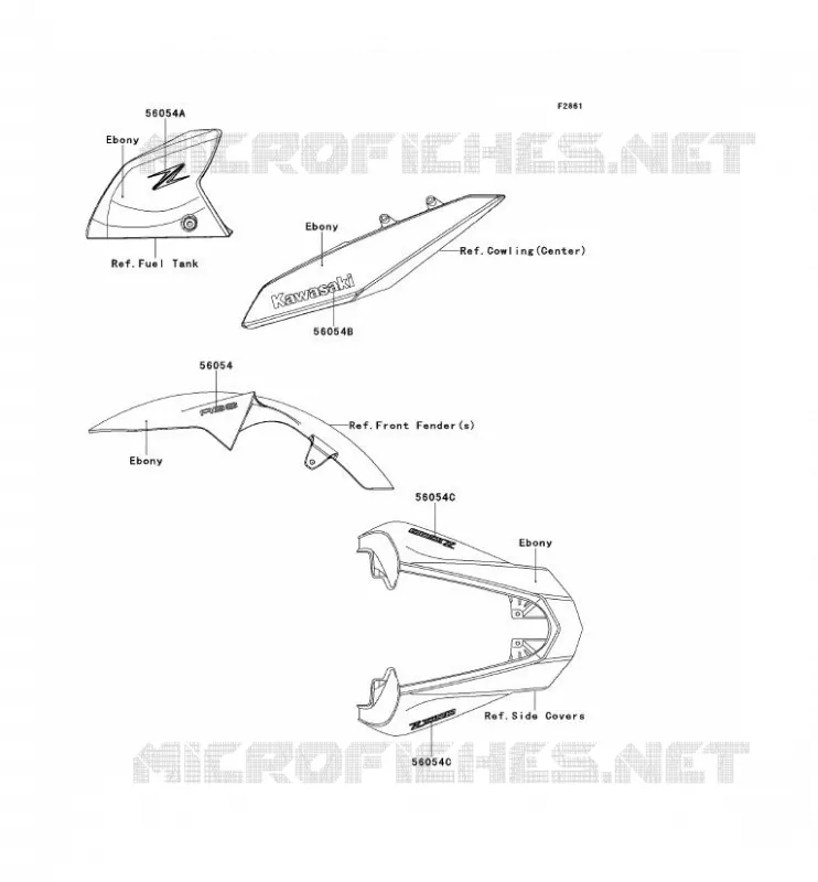 STICKER(EBONY) Kawasaki MOTOS 1000 2013 Z1000 ABS  ZR1000EDF