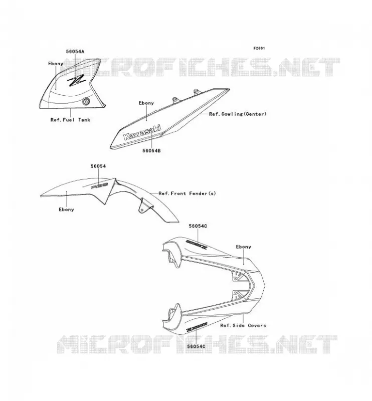 STICKER(EBONY) Kawasaki MOTOS 1000 2013 Z1000 ABS  ZR1000EDF