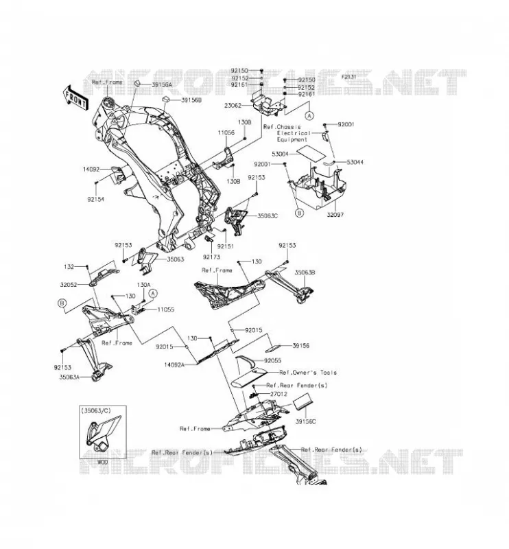 PIECE DE CADRE (COUVERTURE) Kawasaki MOTOS 1000 2014 Z1000  ZR1000FEF