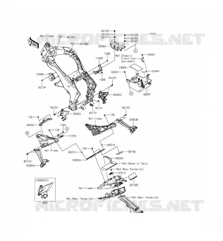 PIECE DE CADRE (COUVERTURE) Kawasaki MOTOS 1000 2014 Z1000  ZR1000FEF
