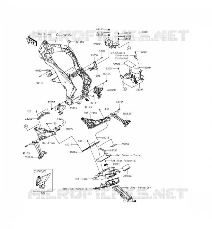 PIECE DE CADRE (COUVERTURE) Kawasaki MOTOS 1000 2015 Z1000  ZR1000FFF