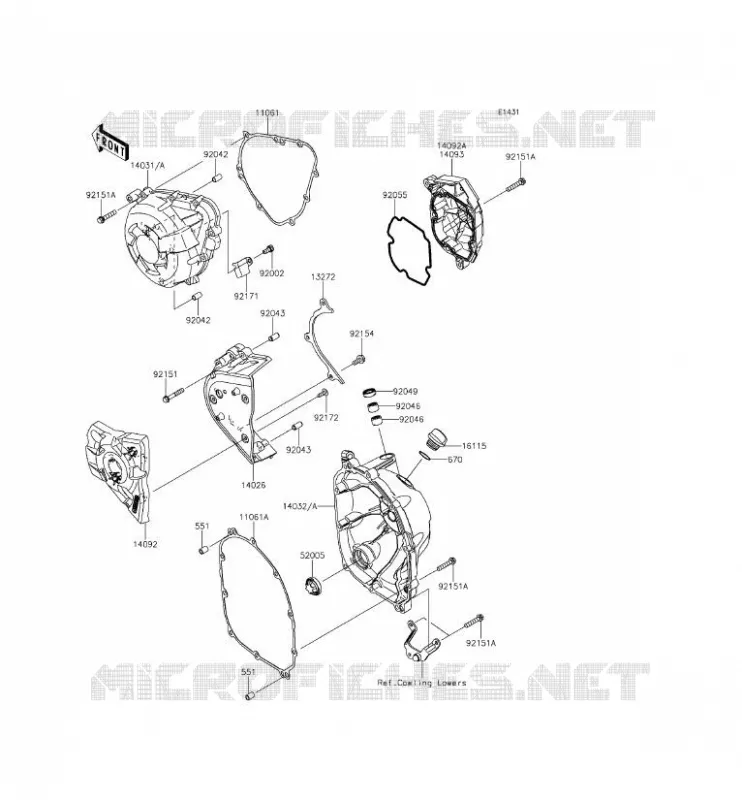 COUVERCLES MOTEUR Kawasaki MOTOS 1000 2014 Z1000 ABS  ZR1000GEF