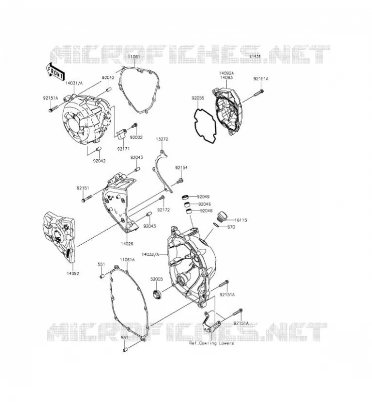 COUVERCLES MOTEUR Kawasaki MOTOS 1000 2014 Z1000 ABS  ZR1000GEFA