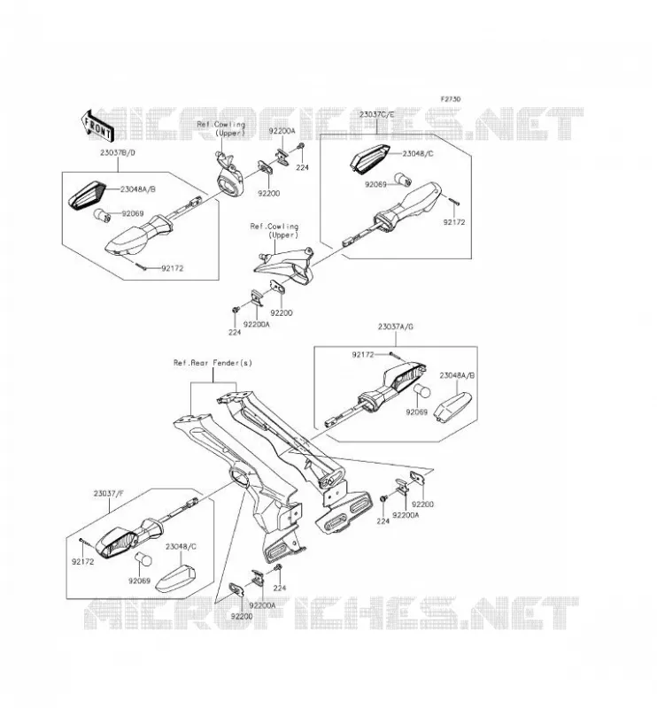CLIGNOTANTS Kawasaki MOTOS 1000 2014 Z1000 ABS  ZR1000GEFA