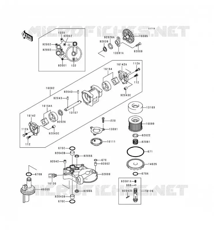 POMPE A HUILE/FILTRE &Agrave; HUILE Kawasaki MOTOS 1100 2000 ZRX1100  ZR1100-C4