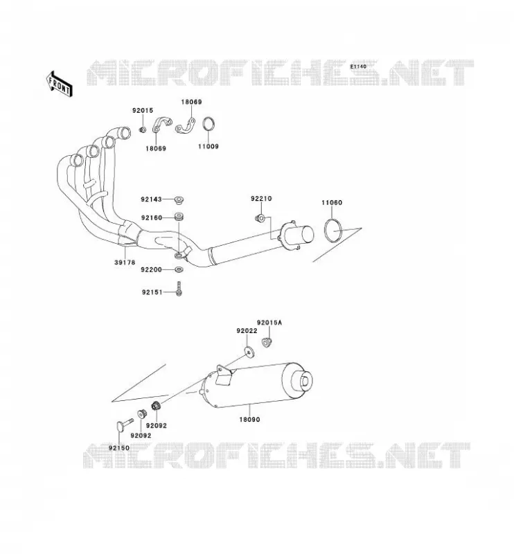 &Eacute;CHAPPEMENT Kawasaki MOTOS 1100 2000 ZRX1100  ZR1100-C4