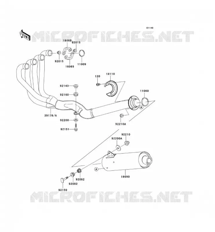 &Eacute;CHAPPEMENT Kawasaki MOTOS 1200 2003 ZRX1200R  ZR1200-A3