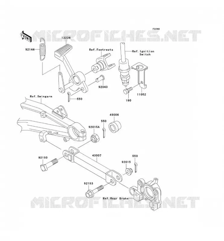 PEDALE DE FREIN Kawasaki MOTOS 1200 2003 ZRX1200R  ZR1200-A3P
