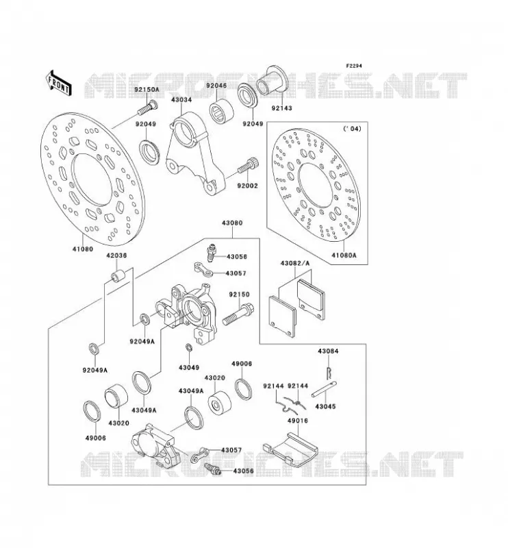 FREIN ARRIERE Kawasaki MOTOS 1200 2005 ZRX1200R  ZR1200-A5H