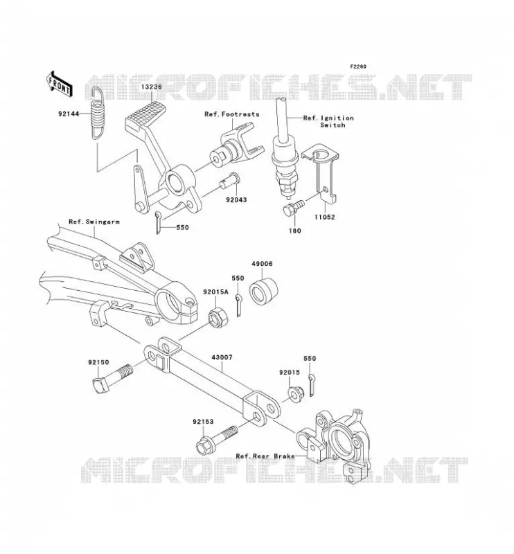 PEDALE DE FREIN Kawasaki MOTOS 1200 2003 ZRX1200  ZR1200-C2P