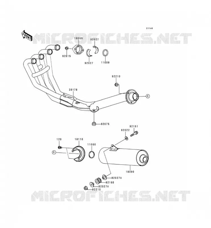 &Eacute;CHAPPEMENT Kawasaki MOTOS 750 1999 ZR-7  ZR750-F1