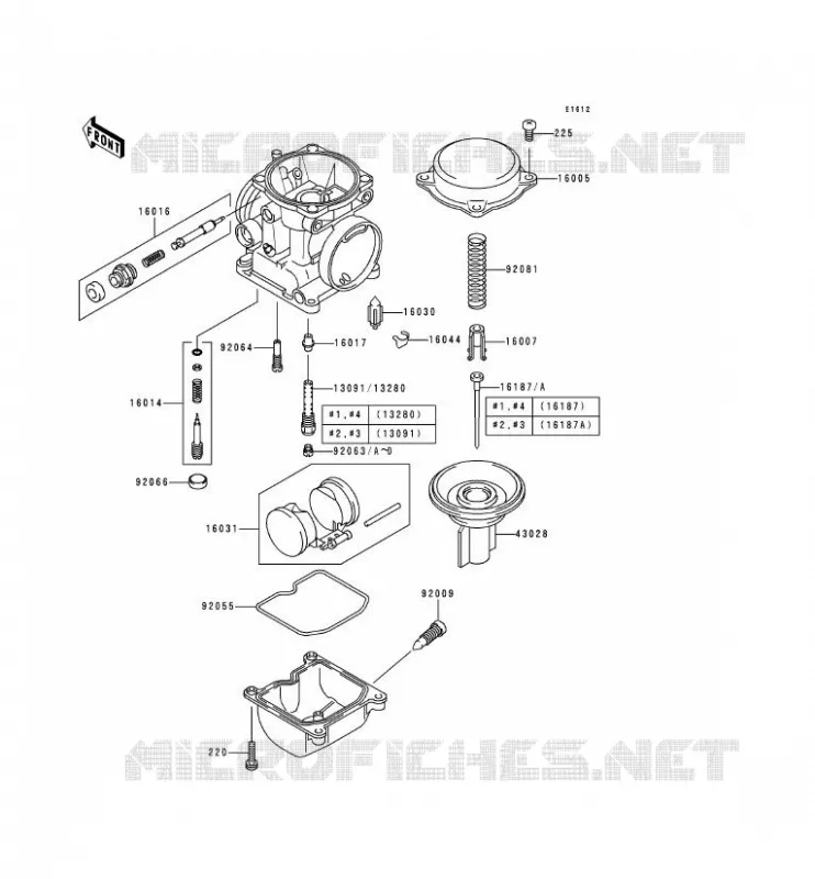 PI&Egrave;CES DE CARBURATEUR Kawasaki MOTOS 750 2000 ZR-7  ZR750-F2