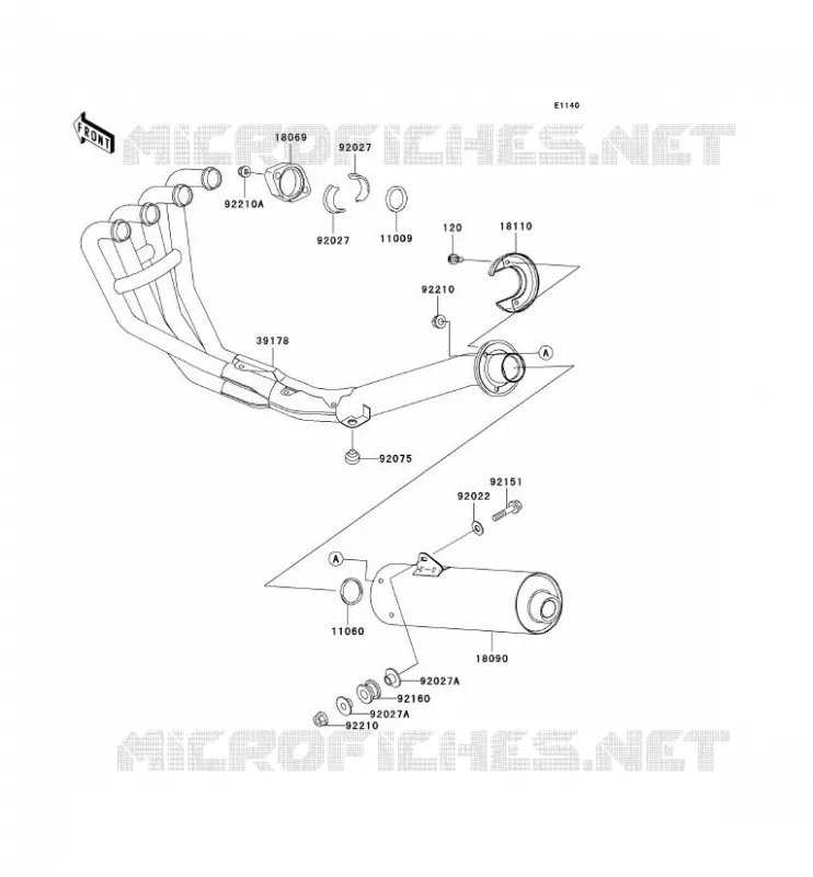 &Eacute;CHAPPEMENT Kawasaki MOTOS 750 2001 ZR-7S  ZR750-H1