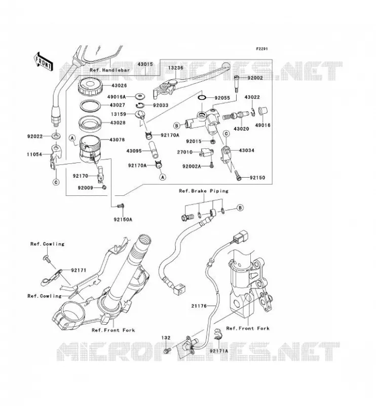 MAITRE CYLINDRE AV Kawasaki MOTOS 750 2011 Z750 ABS  ZR750MBF