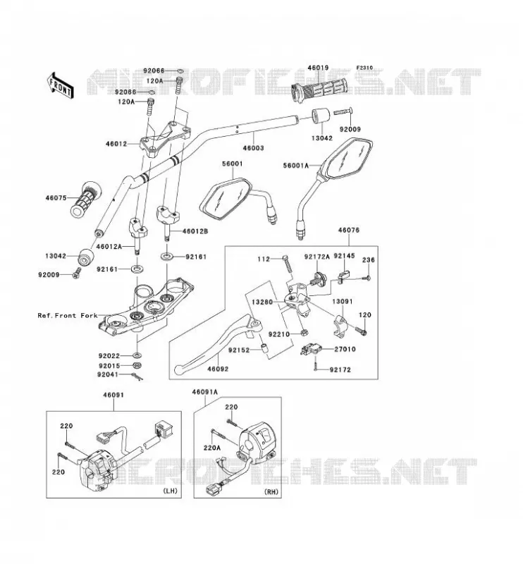 GUIDON Kawasaki MOTOS 750 2012 Z750 ABS  ZR750MCF