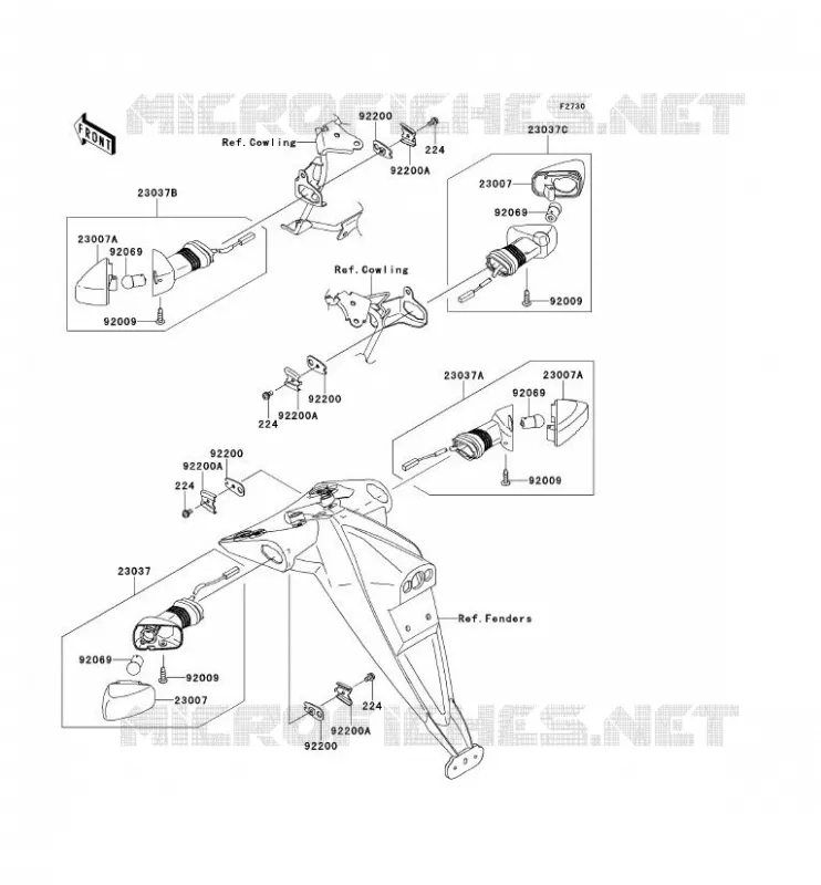CLIGNOTANTS Kawasaki MOTOS 750 2012 Z750 ABS  ZR750MCF