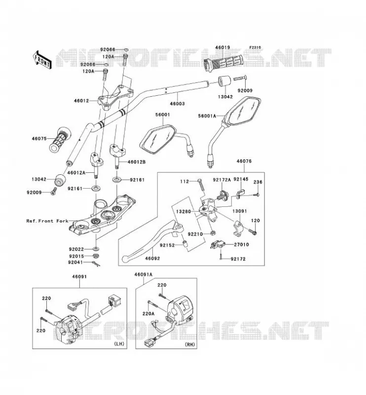 GUIDON Kawasaki MOTOS 750 2012 Z750 ABS  ZR750MCF
