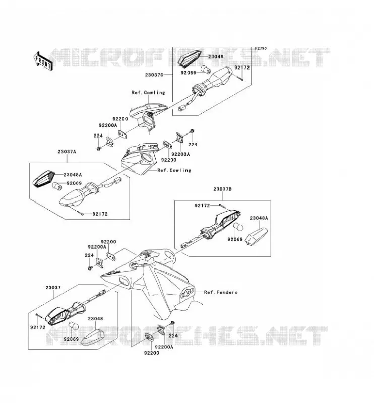 CLIGNOTANTS Kawasaki MOTOS 750 2012 Z750R ABS  ZR750PCF