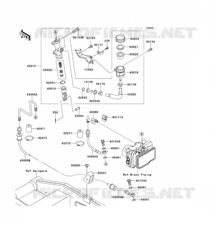 MAITRE CYLINDRE ARRI&Egrave;RE Kawasaki MOTOS 750 2012 Z750R ABS  ZR750PCF