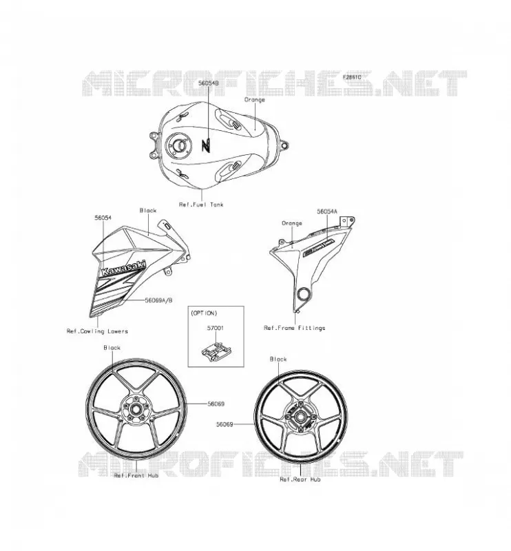 STICKER(ORANGE) Kawasaki MOTOS 800 2014 Z800  ZR800AEF