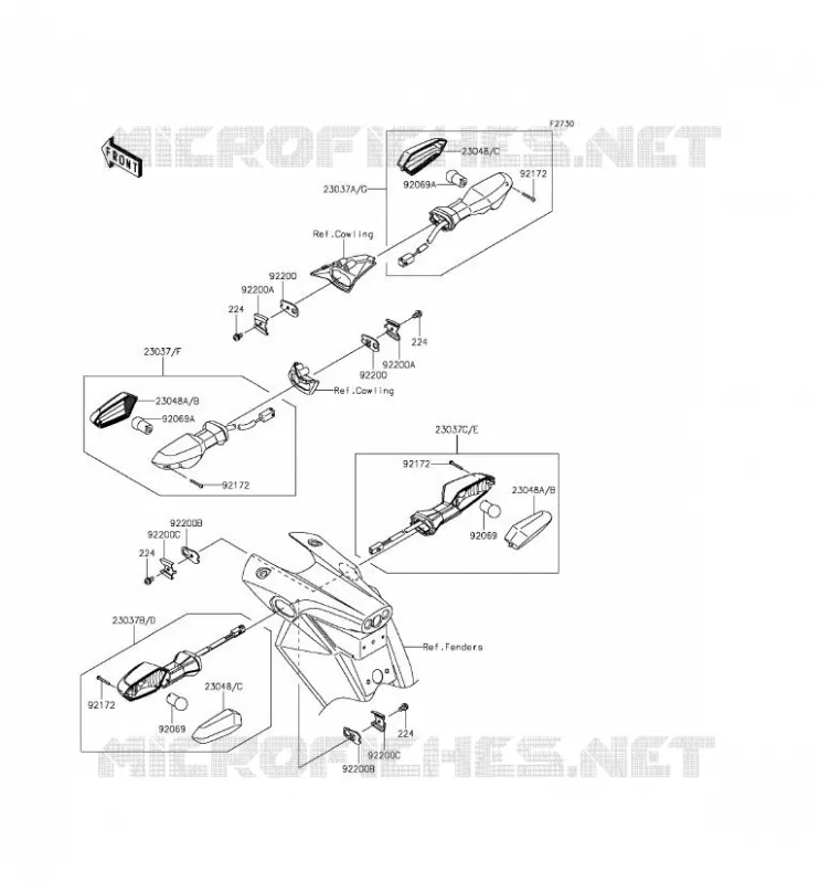 CLIGNOTANTS Kawasaki MOTOS 800 2014 Z800  ZR800AEF