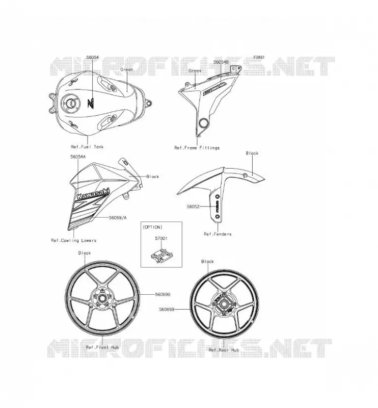 STICKER(GREEN) Kawasaki MOTOS 800 2013 Z800 ABS  ZR800BDS