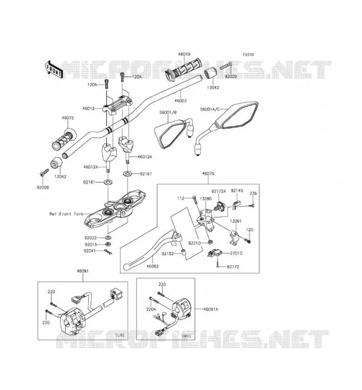 GUIDON Kawasaki MOTOS 800 2014 Z800 ABS  ZR800BEF