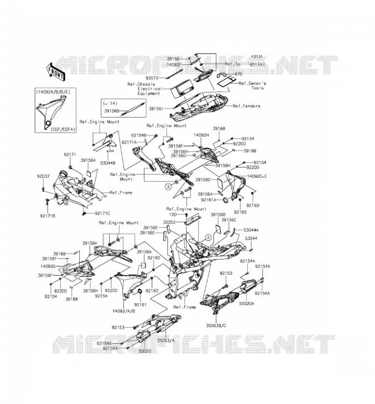 PIECE DE CADRE (COUVERTURE) Kawasaki MOTOS 800 2013 Z800  ZR800CDS