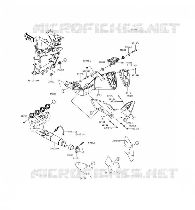 &Eacute;CHAPPEMENT Kawasaki MOTOS 800 2015 Z800  ZR800CFF