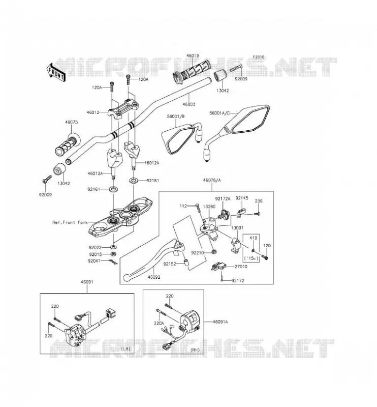 GUIDON Kawasaki MOTOS 800 2013 Z800 ABS  ZR800DDS