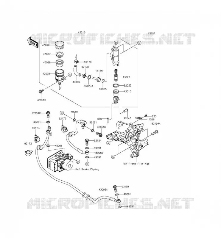 MAITRE CYLINDRE ARRI&Egrave;RE Kawasaki MOTOS 800 2013 Z800 ABS  ZR800DDS