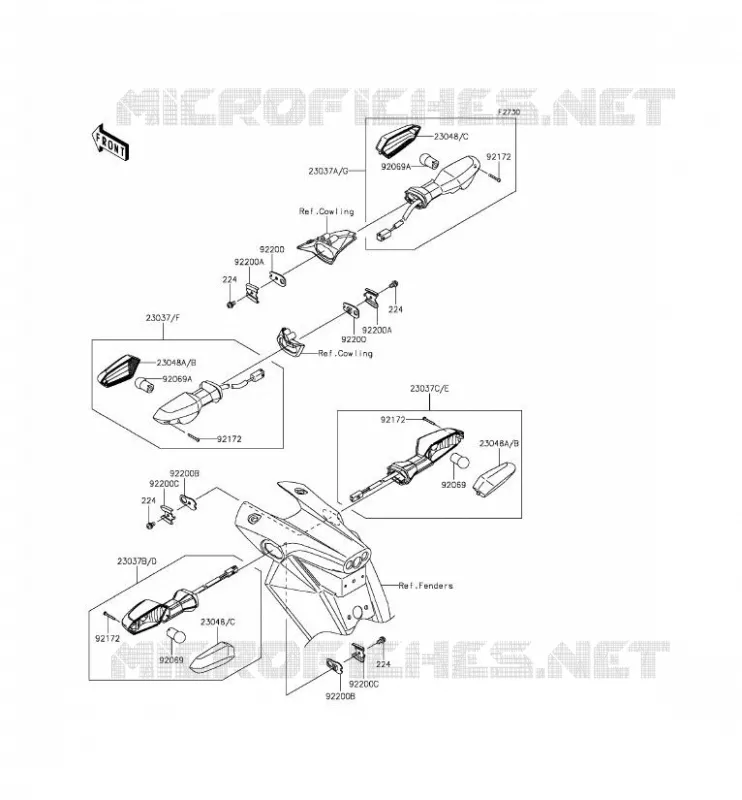 CLIGNOTANTS Kawasaki MOTOS 800 2015 Z800 ABS  ZR800DFF