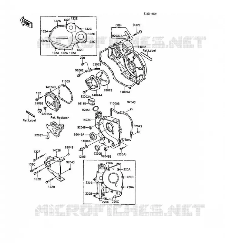 COUVERCLES MOTEUR Kawasaki MOTOS 1000 1988 GPZ1000RX  ZX1000-A3