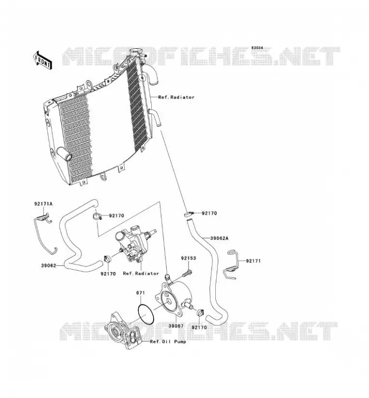 RADIATEUR D'HUILE Kawasaki MOTOS 1000 2004 NINJA ZX-10R  ZX1000-C1H