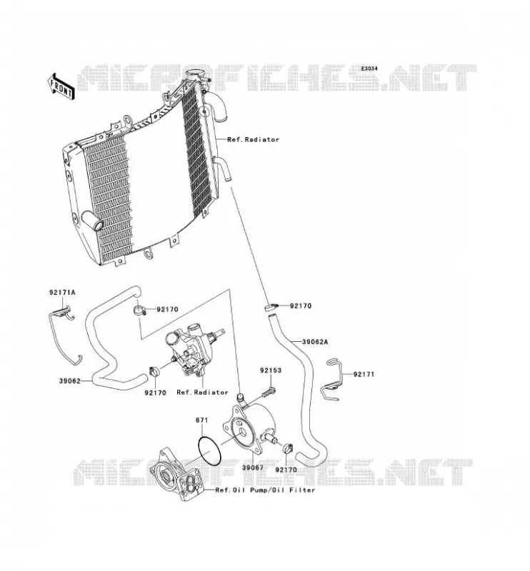 RADIATEUR D'HUILE Kawasaki MOTOS 1000 2005 NINJA ZX-10R  ZX1000-C2
