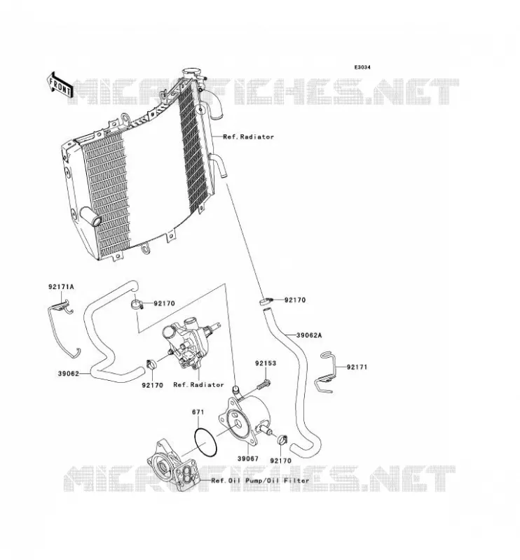 RADIATEUR D'HUILE Kawasaki MOTOS 1000 2005 NINJA ZX-10R  ZX1000-C2