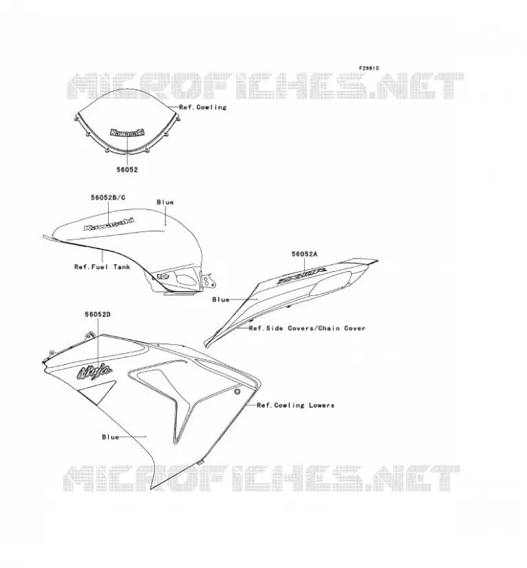 STICKER(BLEU) Kawasaki MOTOS 1000 2007 NINJA ZX-10R  ZX1000D7F