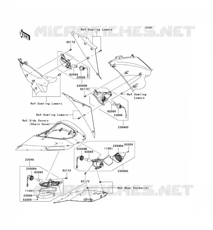 CLIGNOTANTS Kawasaki MOTOS 1000 2007 NINJA ZX-10R  ZX1000D7F