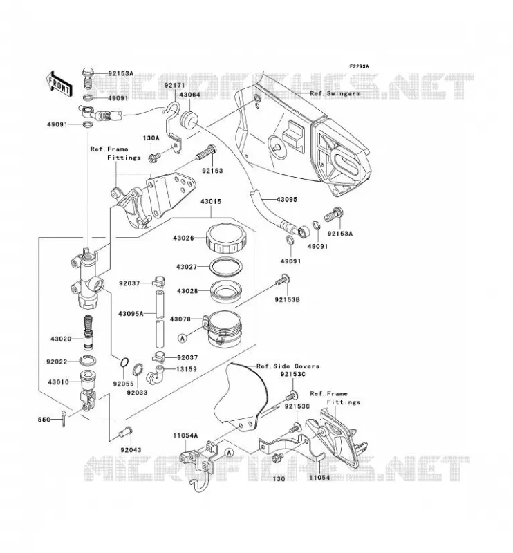MAITRE CYLINDRE ARRI&Egrave;RE Kawasaki MOTOS 1000 2007 NINJA ZX-10R  ZX1000D7F