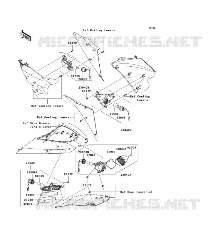CLIGNOTANTS Kawasaki MOTOS 1000 2007 NINJA ZX-10R  ZX1000D7F