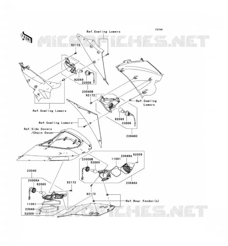 CLIGNOTANTS Kawasaki MOTOS 1000 2007 NINJA ZX-10R  ZX1000D7F