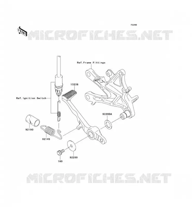 PEDALE DE FREIN Kawasaki MOTOS 1000 2008 NINJA ZX-10R  ZX1000E8F