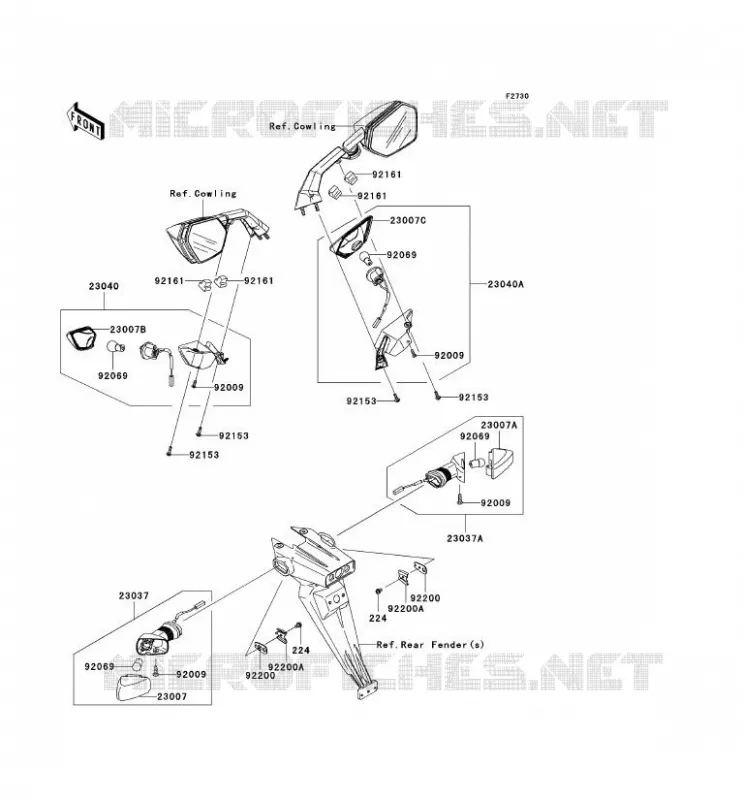 CLIGNOTANTS Kawasaki MOTOS 1000 2009 NINJA ZX-10R  ZX1000E9F
